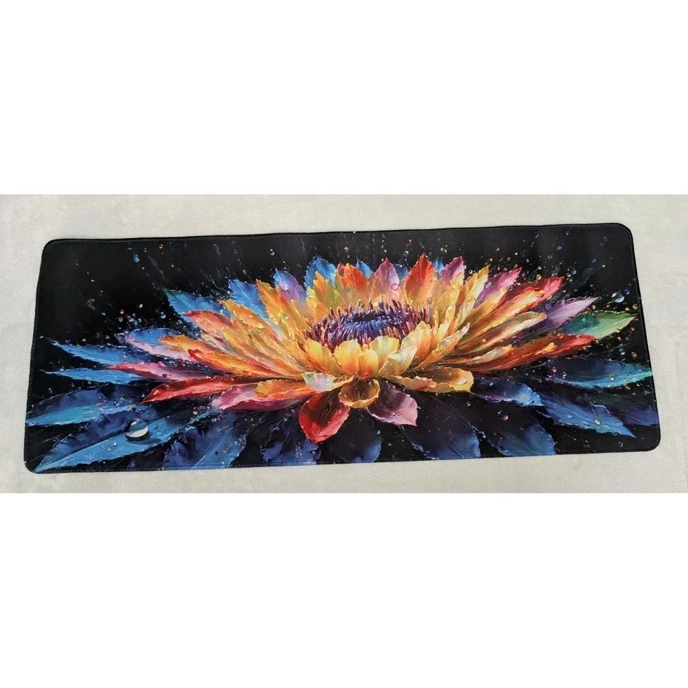 Neon Flower Large Desk Pad for Desktop Laptop Mouse Pads Desk Covers Rubber Back